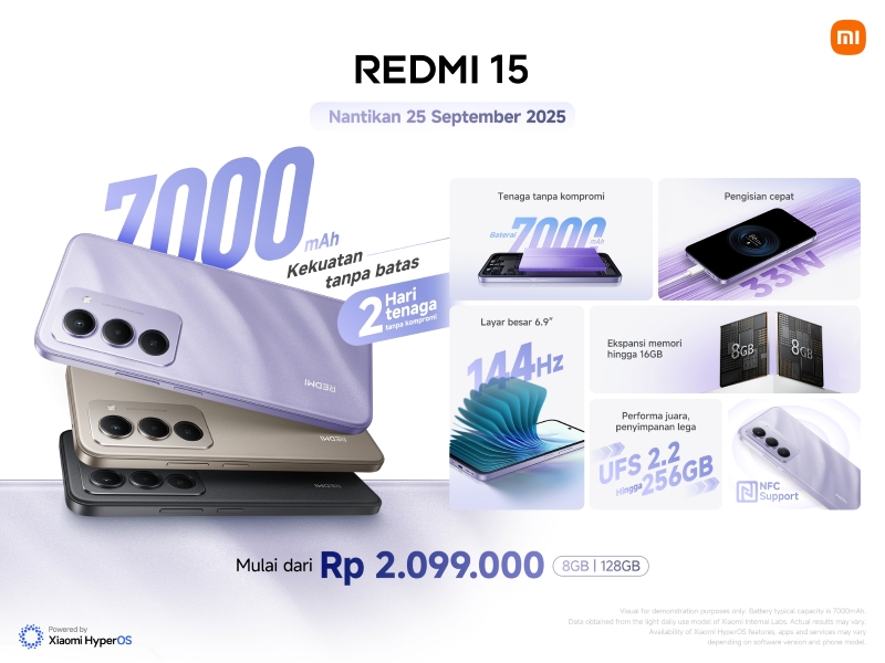 Xiaomi resmi luncurkan REDMI 15, harga mulai 2 juta-an