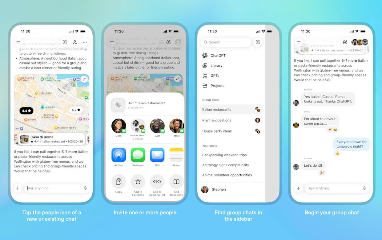 OpenAI uji coba percakapan grup di ChatGPT