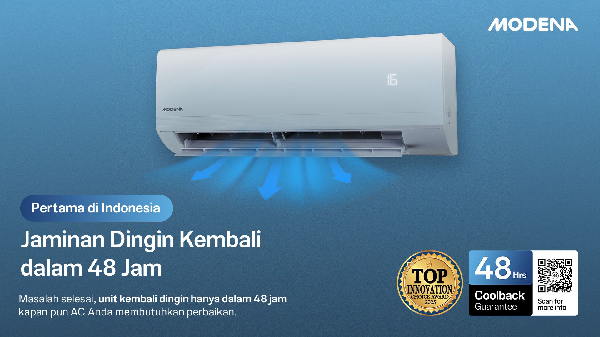 Jamin servis dingin 48 jam, AC MODENA raih Top Innovation Choice Award 2025