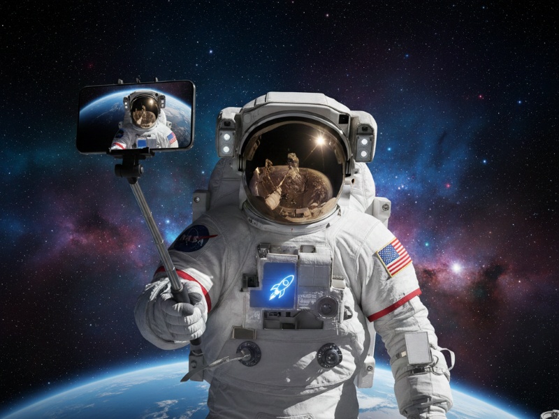 Kini astronot bisa selfie pakai smartphone di luar angkasa