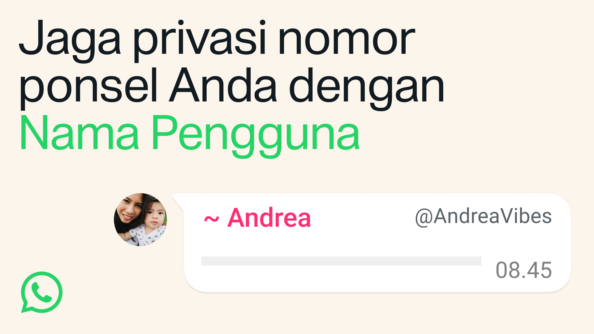 WhatsApp rilis fitur username, ngobrol tak perlu bagi nomor HP